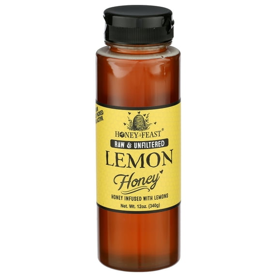 Pack of 6, NHoney Feast Raw Unfiltered Honey Infused with Florida Organic Lemon Zest, 12 oz