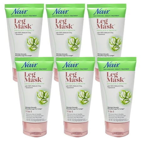 Pack of (6) Nair Hair Remover Exfoliate And Smooth 3-in-1 Leg Mask NEW Travel Size 2 oz