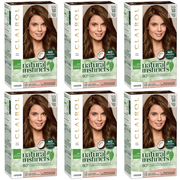 Pack of (6) Natural Instincts Clairol Non-Permanent Hair Color - 5G Medium Golden Brown - 1 Kit