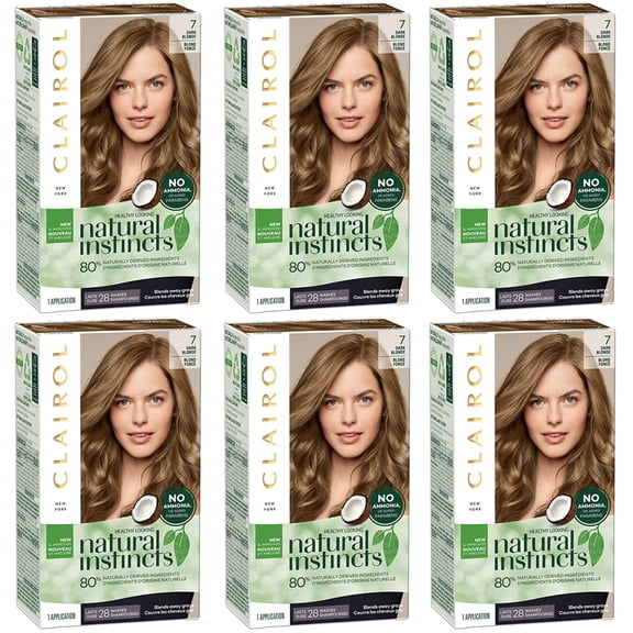 Pack of (6) Natural Instincts Clairol Non-Permanent Hair Color - 7 Dark Blonde - 1 Kit