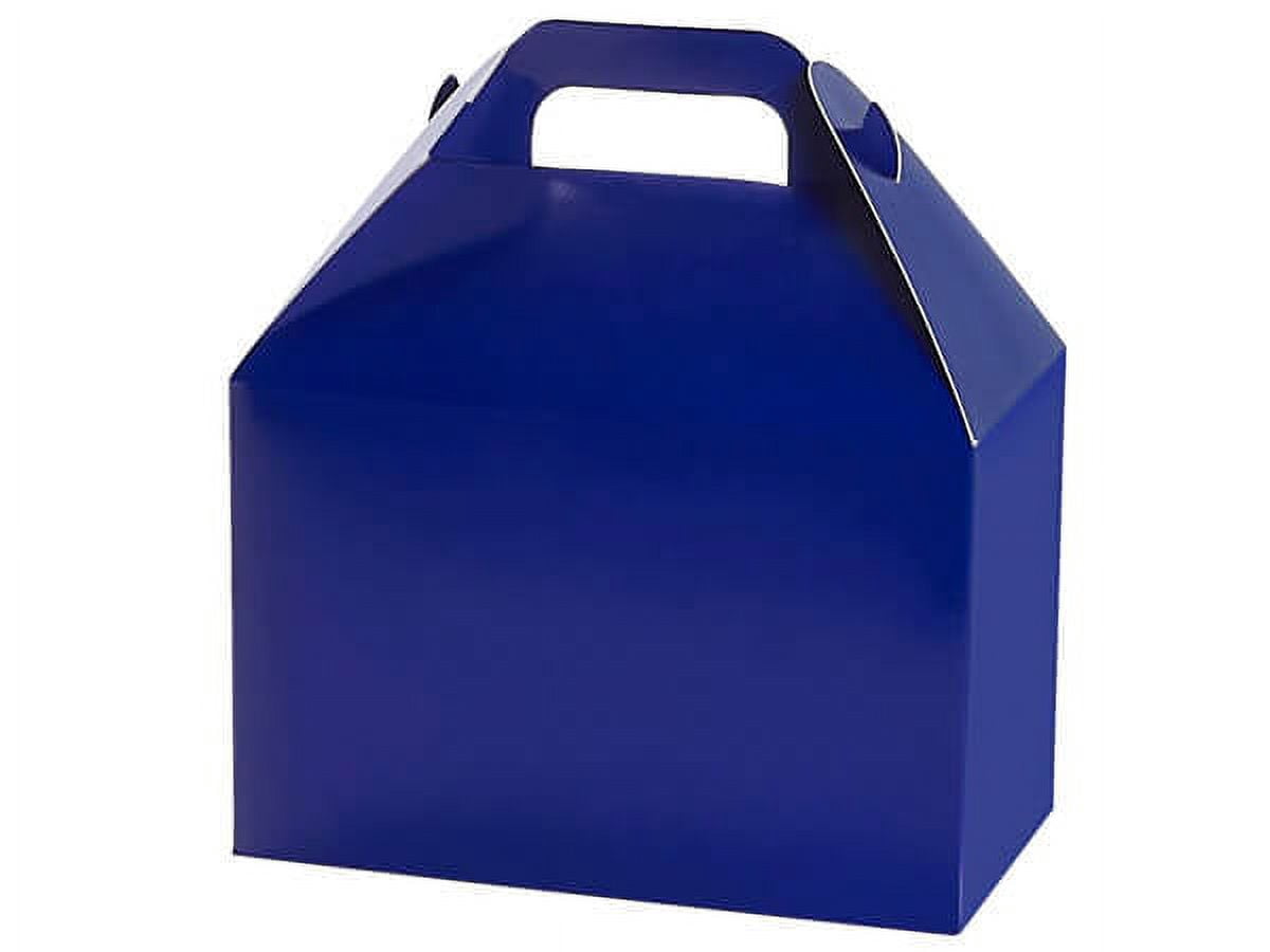 Pack of 6, Navy Blue Gloss Gable Box, 8.5x4.75x5.5" for Food Service, Party Favors and Promotional Packaging