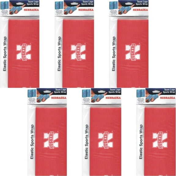 Pack of 6 - Nebraska Cornhuskers Elastic Bandage Sports Wrap with Clips (3" x 54")