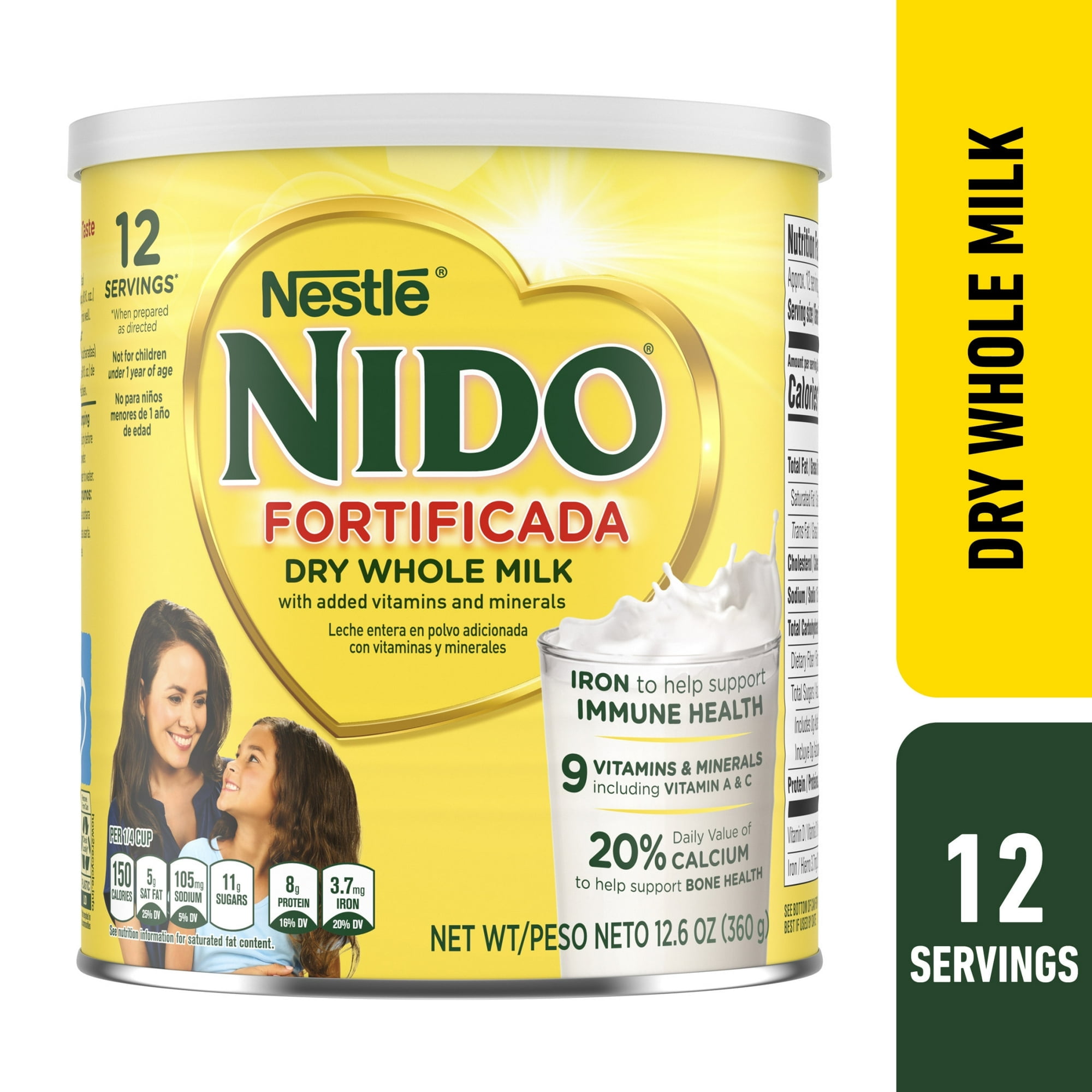 Pack of 6, Nido Fortificada Dry Whole Milk Powder, 12.69 oz