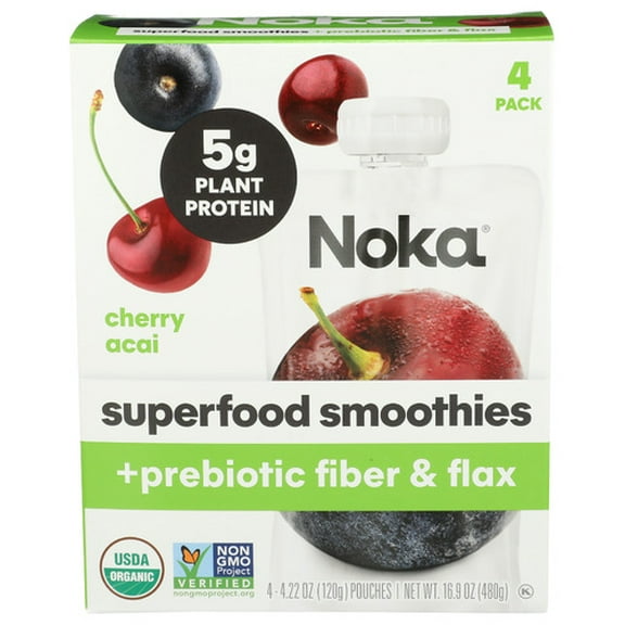 Pack of 6 Noka Smoothie Cherry Acai 4 Pack 16.9 oz