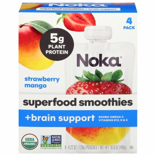 (Pack of 6) Noka Strawberry Mango Smoothie 4-Pack 16.9 oz