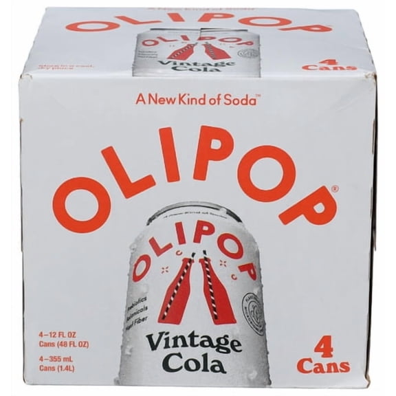 (Pack of 6) OLIPOP Soda Prebiotic Vintage Cola 4-Pack 48 fl oz