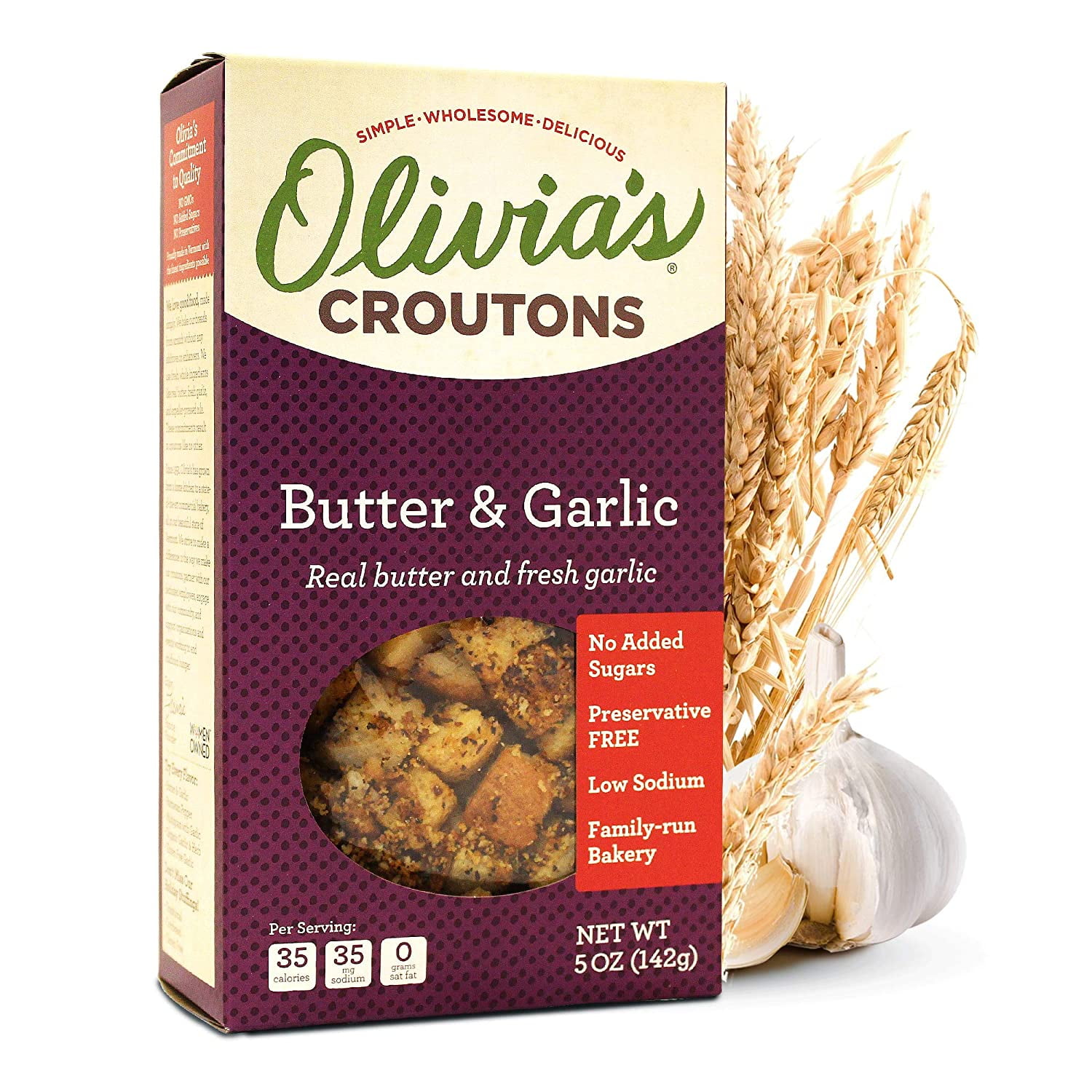 Pack of 6, Olivias Croutons Butter & Garlic, 5 oz