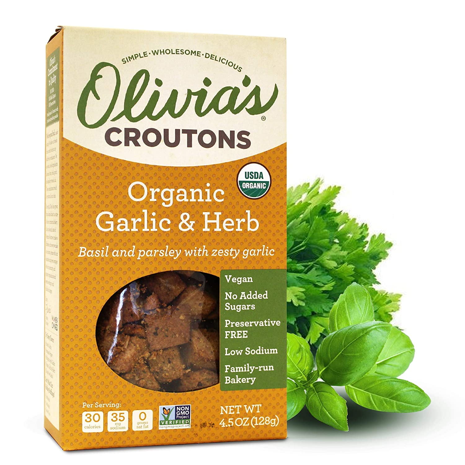 Olivia's Croutons Garlic Butter Croutons | Made With Real Butter & Garlic | No Preservatives | Pack Of 4 (5oz Each)