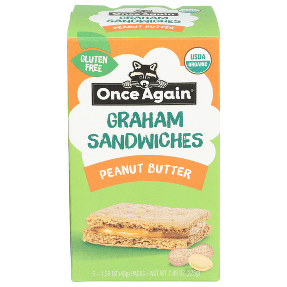 (Pack of 6) Once Again Cracker Graham Sandwich Peanut Butter 5 Pack 7.95 oz