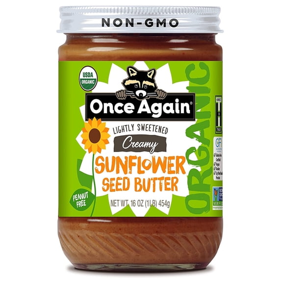 Pack of 6, Once Again Organic Lightly Sweetened Creamy Sunflower Butter, 16 oz