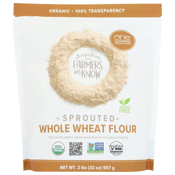 Pack of 6, One Degree Organic Sprouted Whole Wheat Flour, 32 oz