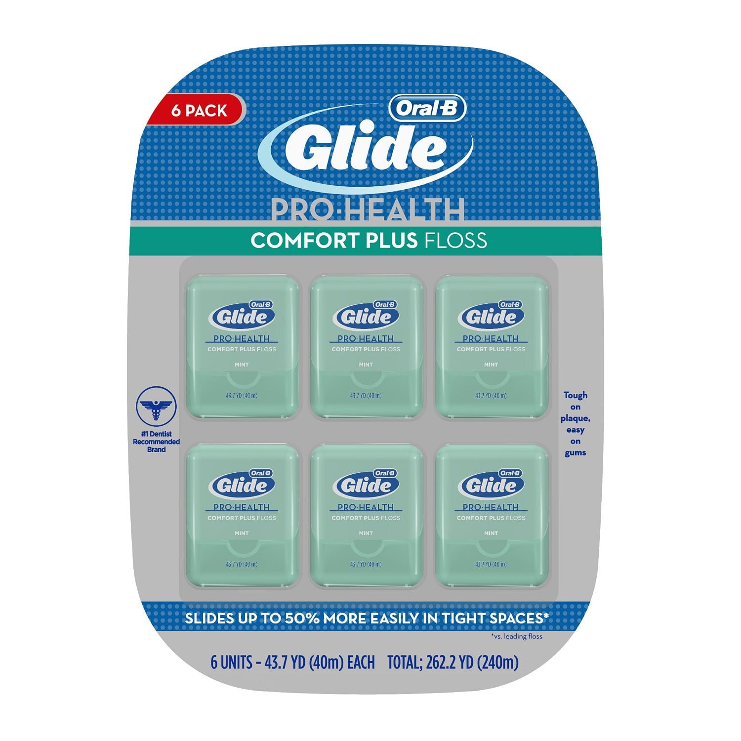 Oral-B Glide Pro-Health Comfort Plus - Hilo dental, menta, 6 unidades