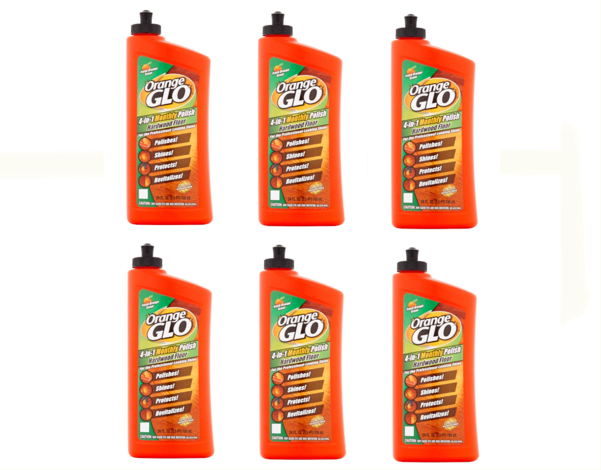 Pack of 6 Orange Glo Fresh Orange Scent 4in1 Monthly Polish Hardwood Floor, 24 fl oz