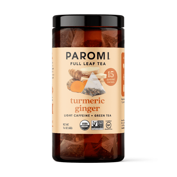Pack of 6, Paromi Organic Turmeric Ginger Green Tea, 15 bg