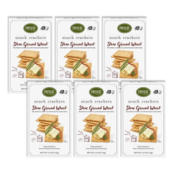(Pack of 6) Partners Snack Crackers, Stone Ground Wheat, 5 oz