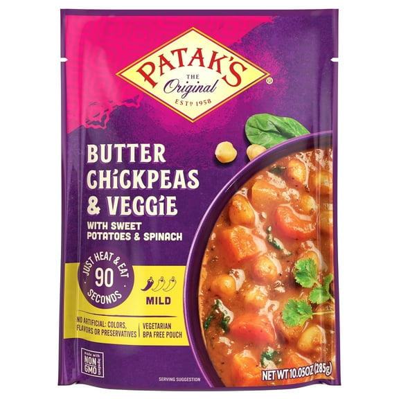 Pack of 6, Pataks Mild Butter Chickpeas & Veggie, 10.05 oz