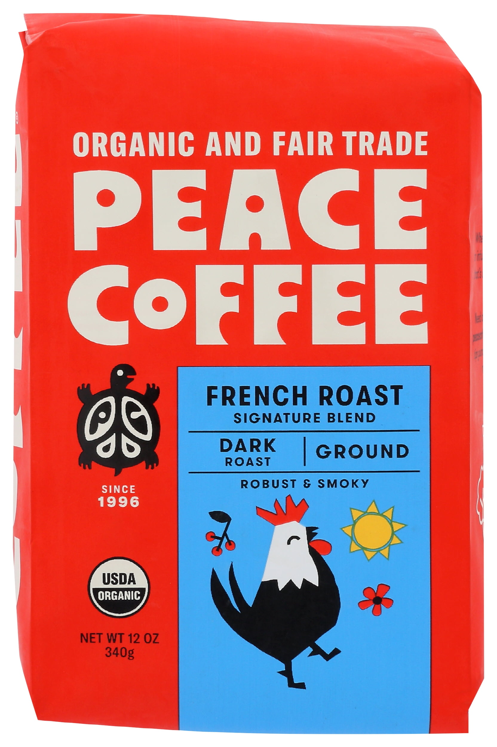 (Pack of 6), Peace Coffee Organic French Roast — Ground, 12 oz