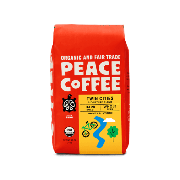(Pack of 6), Peace Coffee Organic Twin Cities — Whole Bean, 12 oz