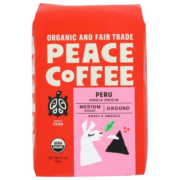 (Pack of 6), Peace Coffee Peru Single Origin  Ground, 12 oz