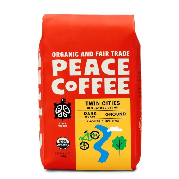 Pack of 6, Peace Coffee  Ground Twin Cities Blend Coffee  , 12 oz