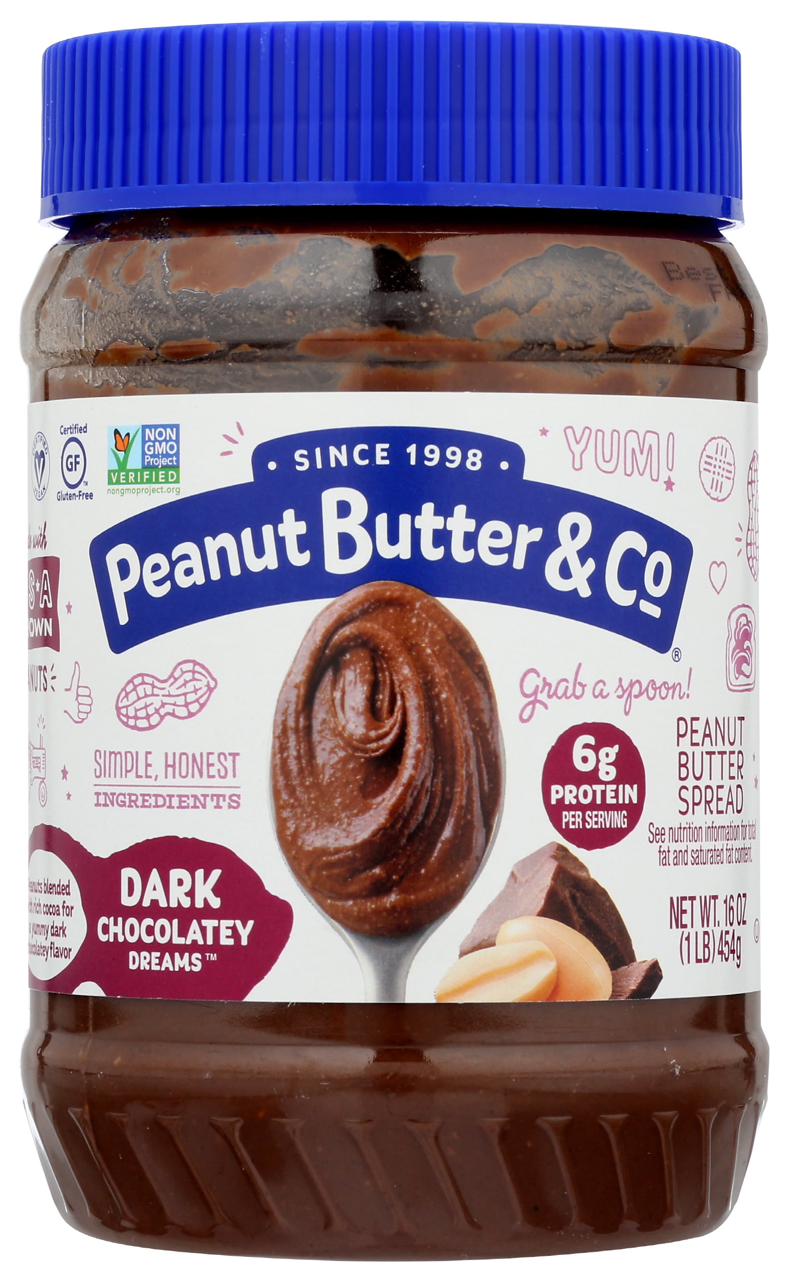 Pack of 6, Peanut Butter & Co Dark Chocolatey Dreams Peanut Butter Spread, 16 oz