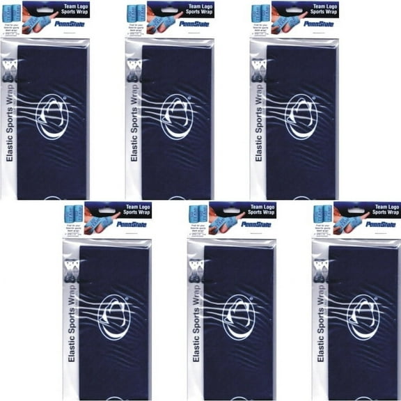 Pack of 6 - Penn State Nittany Lions Blue Elastic Bandage Sports Wrap with Clips (3" x 54")