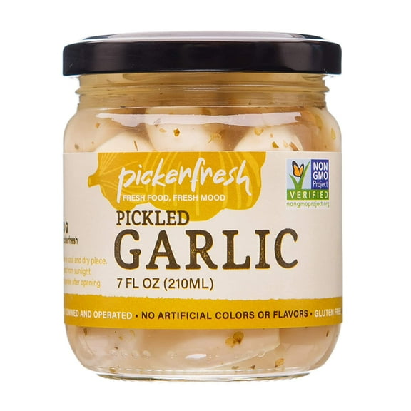 Pack of 6, Pickerfresh Pickled Garlic, 7 fl oz
