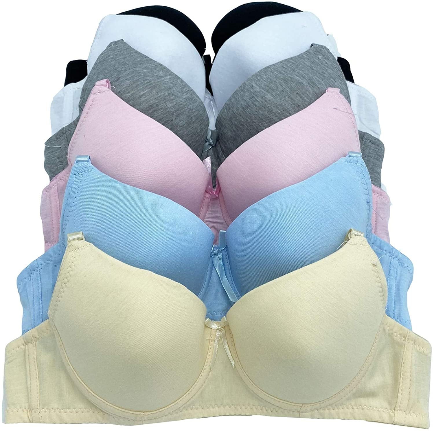 Pack of 6 Pieces Women's Wired Basic Regular Padded Everyday Bras