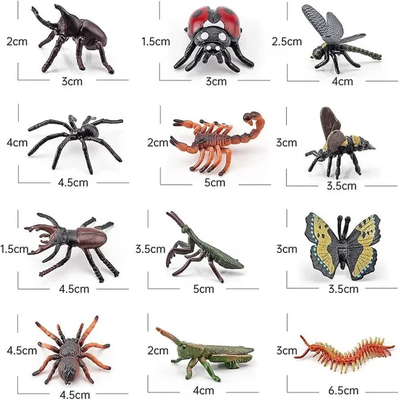 Pack of 6 Plastic Insect Bugs Figures, Animal World Figures Model Realistic Bugs Insect Toystyle 2)