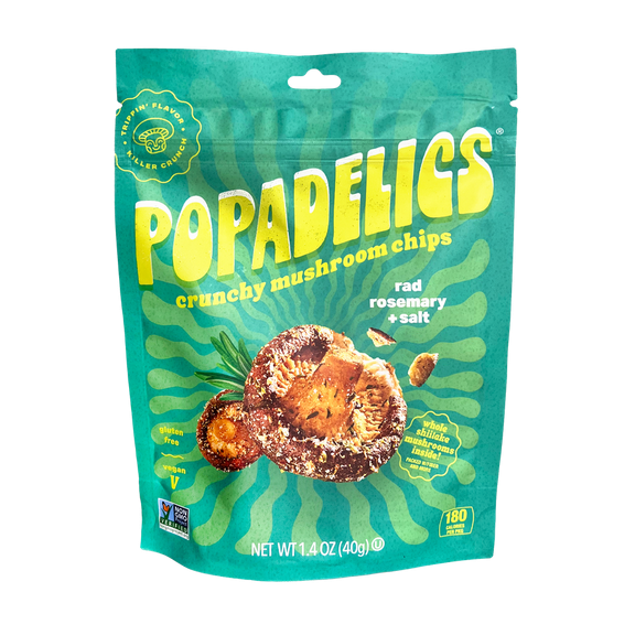(Pack of 6), Popadelics Rosemary Salt Shiitake Mushroom Chips, 1.4 oz