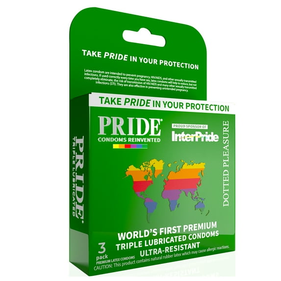 Pack of 6 Pride Dotted Pleasure Triple Lubricated Latex Condoms Ultra Resistant Green