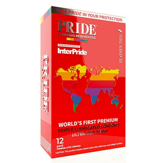 Pack of 6 Pride Feather Thin Triple Lubricated Latex Condoms Ultra Resistant Red