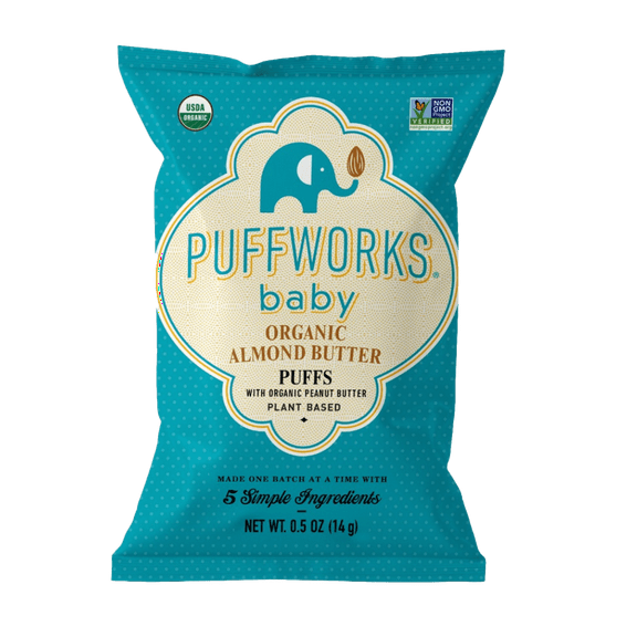(Pack of 6), Puffworks Baby Organic Almond Butter Puffs, 0.5 oz
