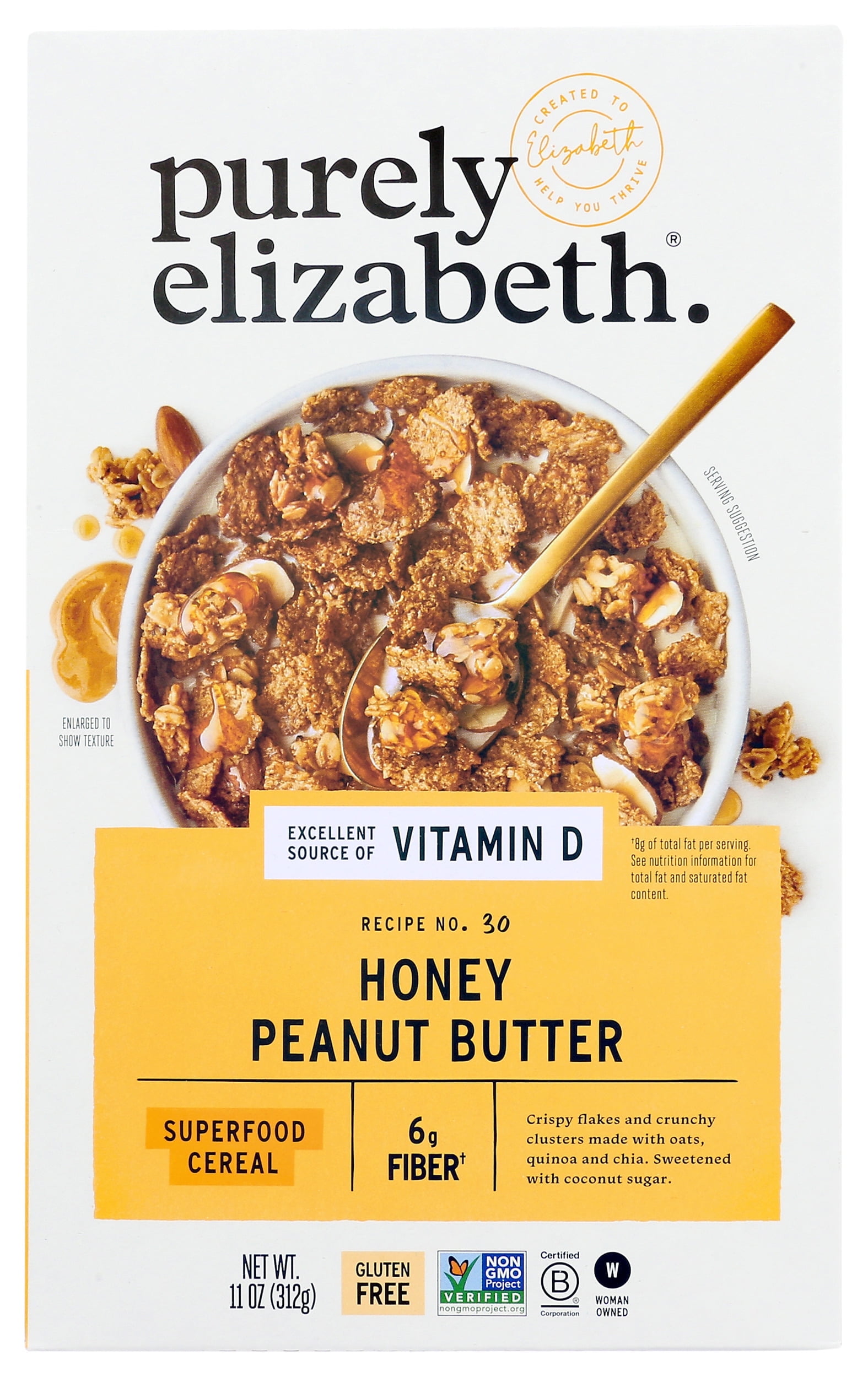 (Pack of 6) Purely Elizabeth Honey Peanut Butter Superfood Cereal, 11 oz