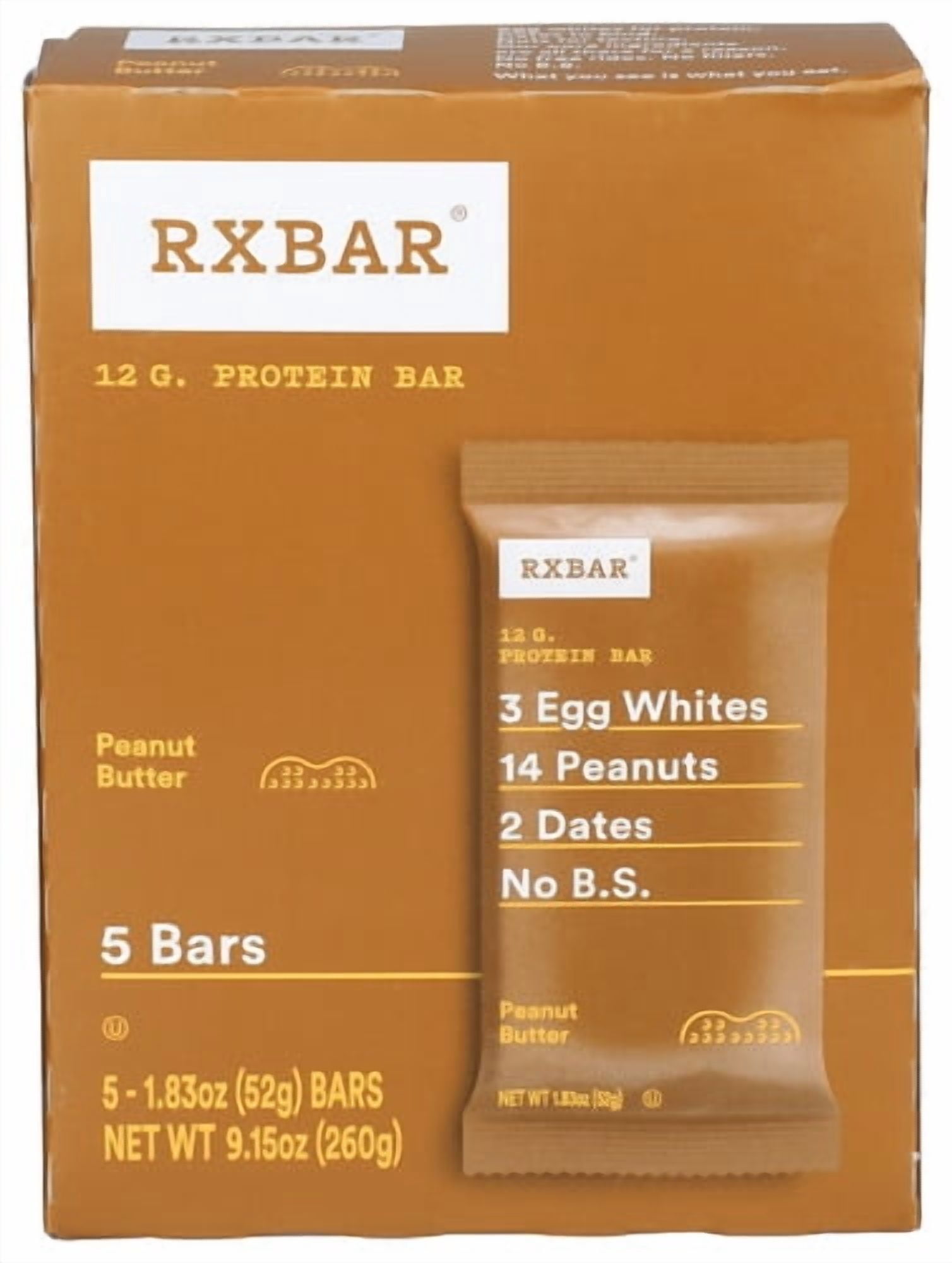 (Pack of 6) RXBAR Peanut Butter Bar 5 ct 9.15 Oz - Walmart.com