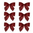 thumbnail image 1 of Northlight Glittered 2-Loop Christmas Bow Decorations - 5.5" - Red - Pack of 6, 1 of 4