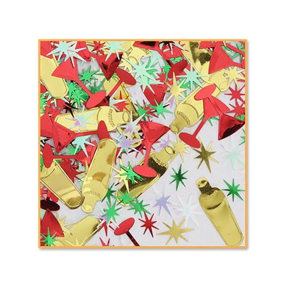 Pack of 6 Red and Green Holiday Cheer New Years Celebration Confetti Bags 0.5 oz.