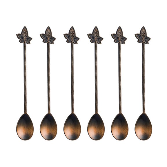 Pack of 6 Retro Artistic Design Stirring Spoons Crafted from Kirsite for Strong Drink Mixing and Table deck