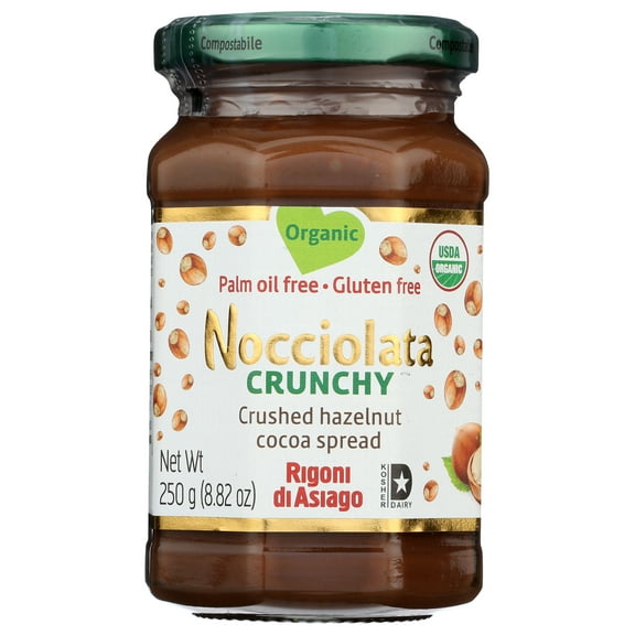 Pack of 6, Rigoni Nocciolata Organic Crunchy Crushed Hazelnut Cocoa Spread, 8.82 oz