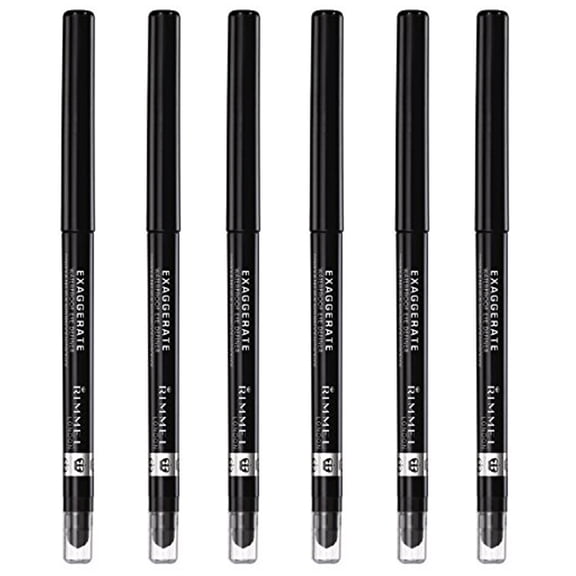 Pack of (6) Rimmel Exaggerate Eye Definer, Blackest Black, 0.01 Fluid Ounce