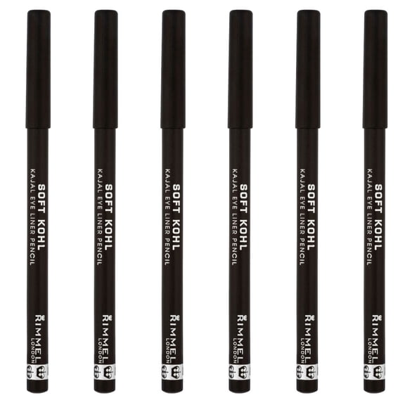 Pack of (6) Rimmel Soft Kohl Eyeliner Jet Black 0.04 Ounces