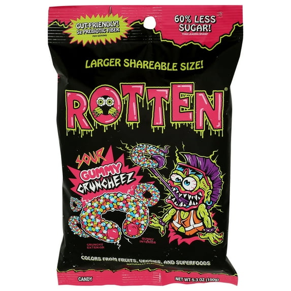 (Pack of 6) Rotten Gummy Sour Crunchies Share Size 5.3 Oz