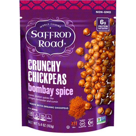 Pack of 6, Saffron Road Bombay Spice Crunchy Chickpeas, 5.4 oz