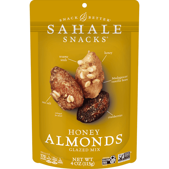 Pack of 6, Sahale Snacks Honey Almonds Glazed Mix Nut Blend, 4 oz