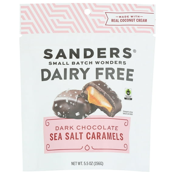 (Pack of 6), Sanders Dairy Free Dark Chocolate Sea Salt Caramels, 5.5 oz