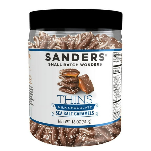 (Pack of 6), Sanders Fine Chocolatier Milk Chocolate Sea Salt Caramel Thins, 18 oz