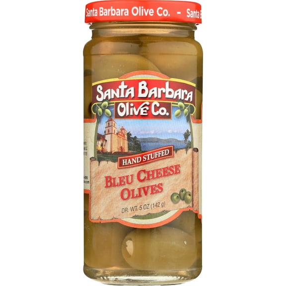Pack of 6, Santa Barbara Olive Co. Bleu Cheese Stuffed Olives, 5 oz