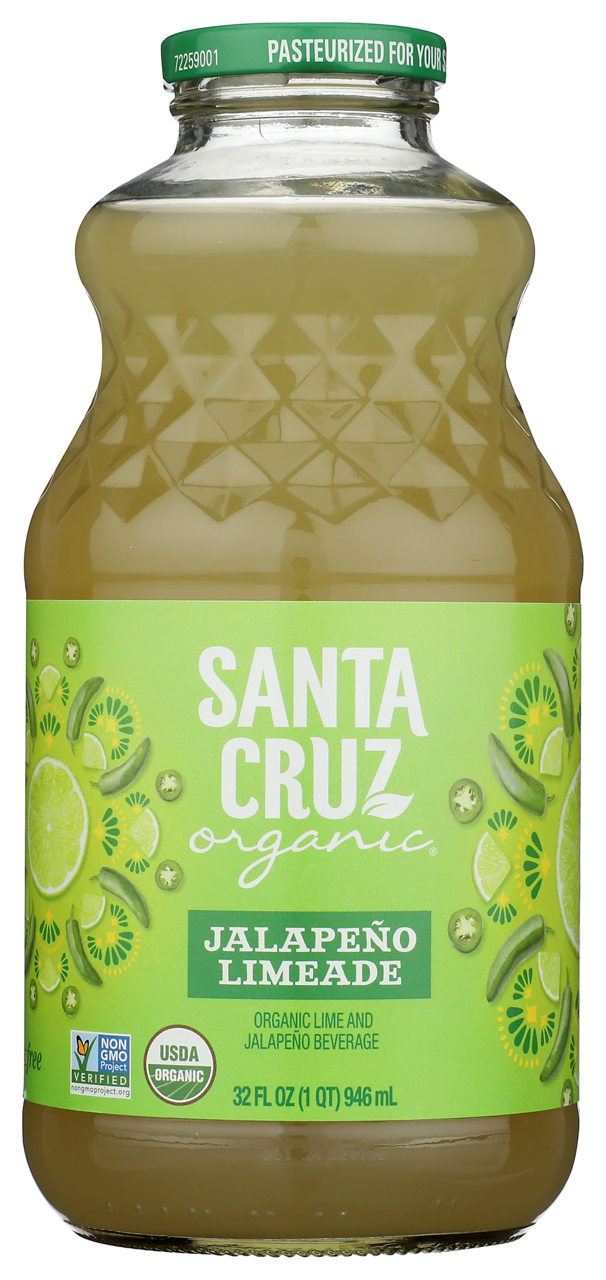 Pack of 6, Santa Cruz Organic Jalapeño Limeade Beverage, 32 fl oz