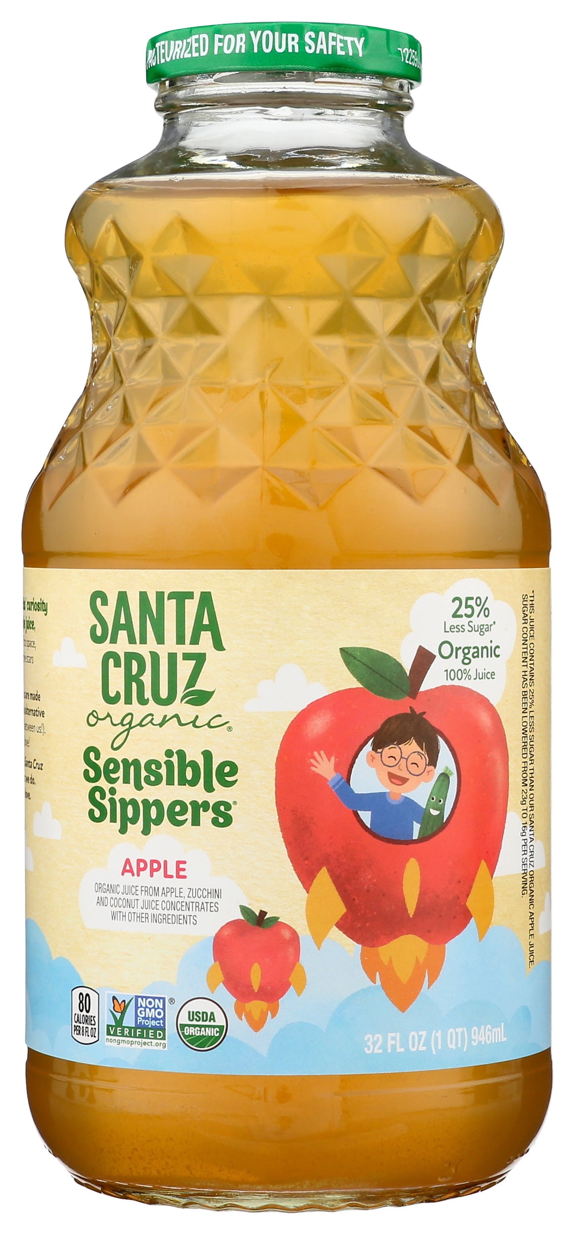 Santa Cruz Organic Apple Juice, 32 fl oz (6 Pack) for Breakroom