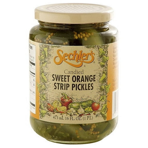 (Pack of 6), Sechler's Candied Sweet Orange Chunk Pickles, 16 oz